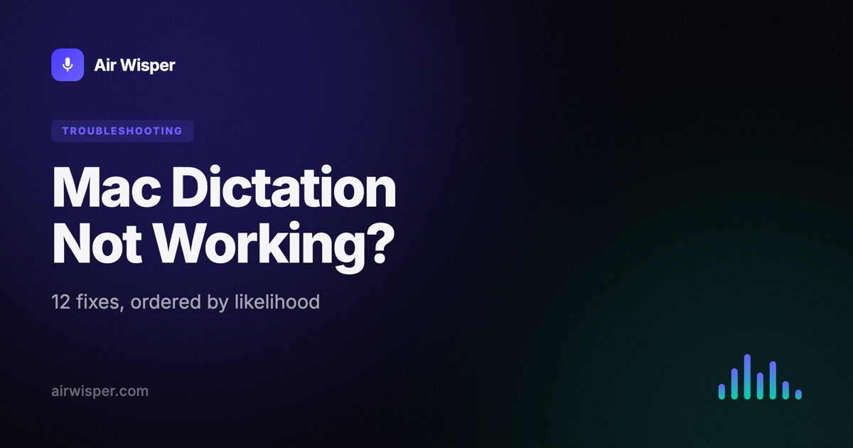 Mac Dictation Not Working? 12 Fixes That Actually Work