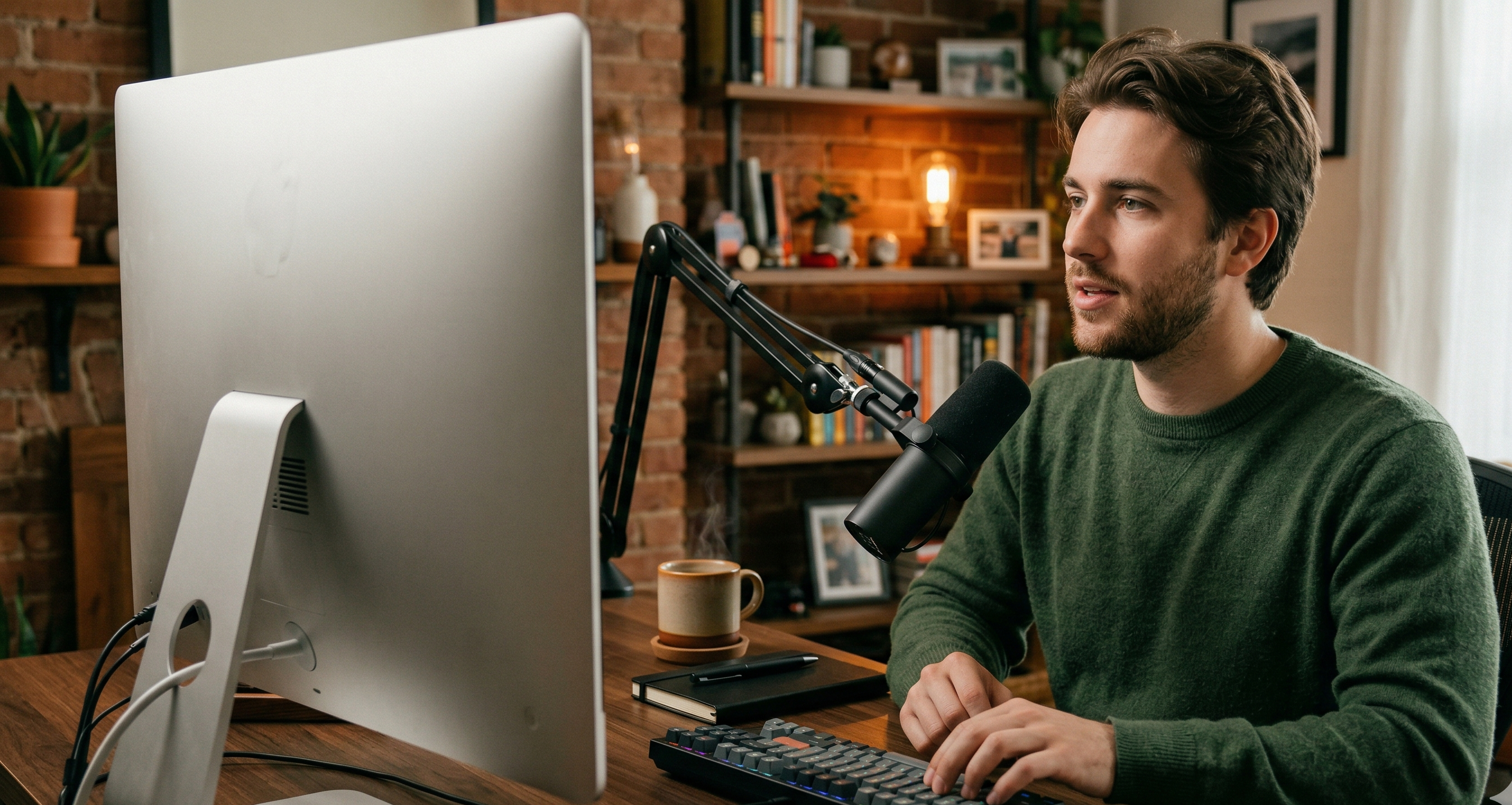 Writer using Mac Wisper